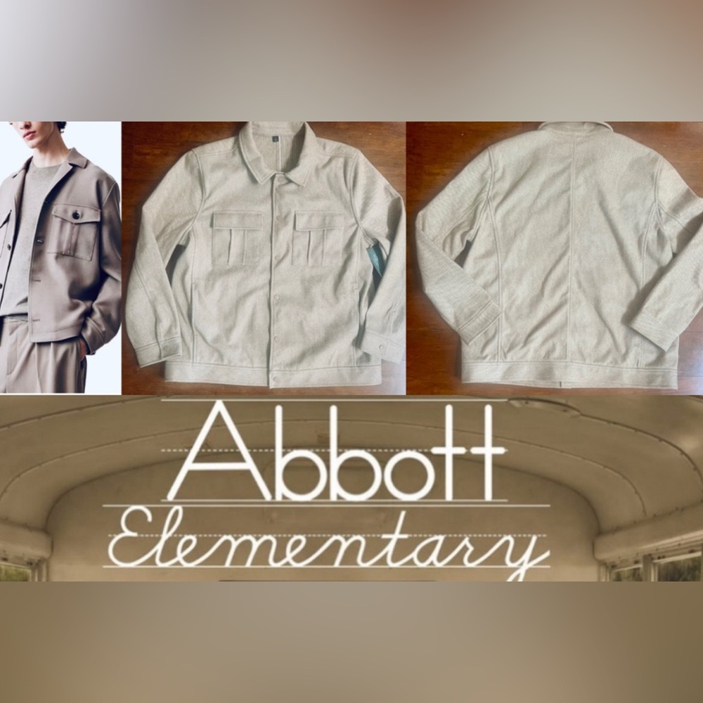 ABBOTT ELEMENTARTY MENS SNAP FRONT TRUCKER JACKET LT. OATMEAL MENS L~NWT